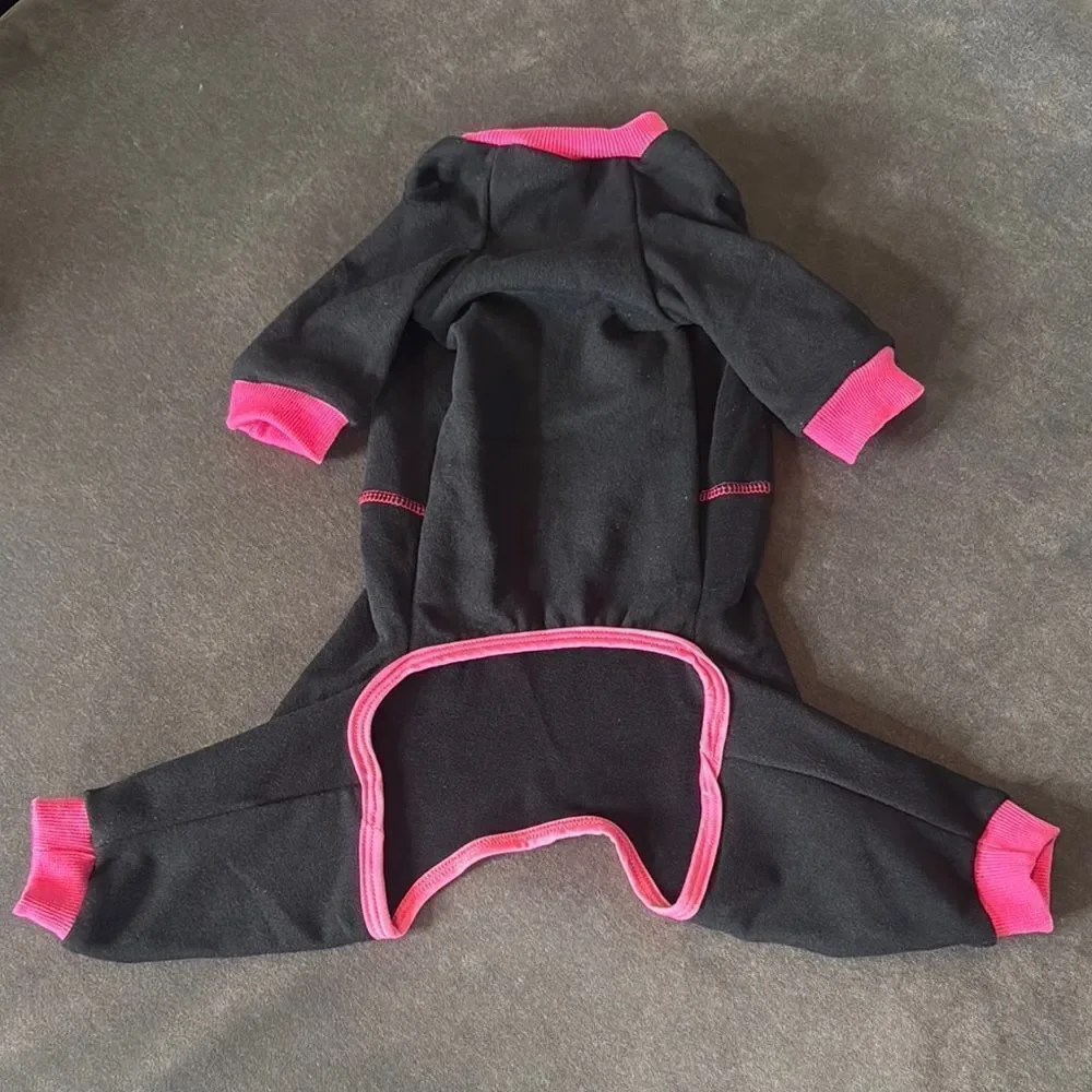 Dog One Piece Jumpsuit Pajamas Black and Pink Size XL for Small Dogs NEW